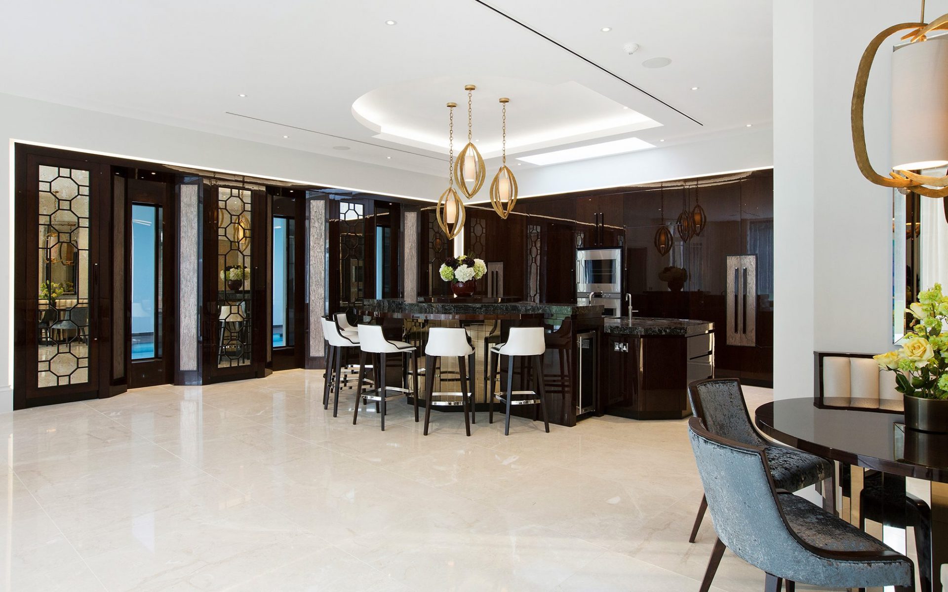 Shot of black marble kitchen
