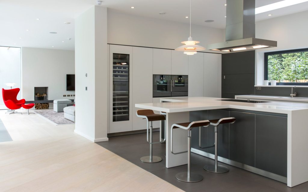 A simple, elegant kitchen bar area designed by Aspire at Eaton Park.