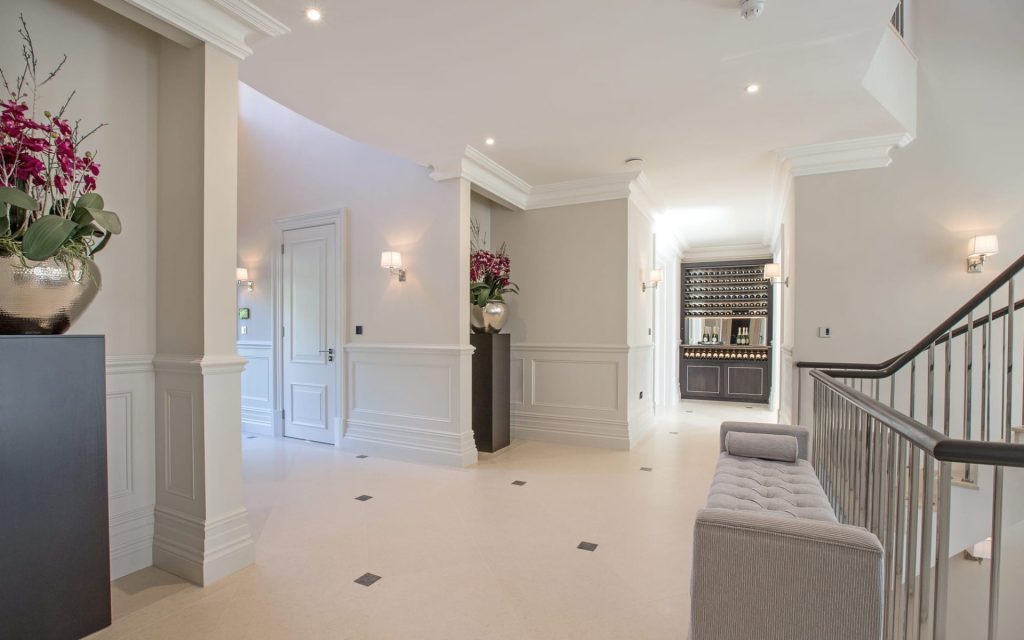 An elegant wine storage area in the corridor/reception area at King's View.